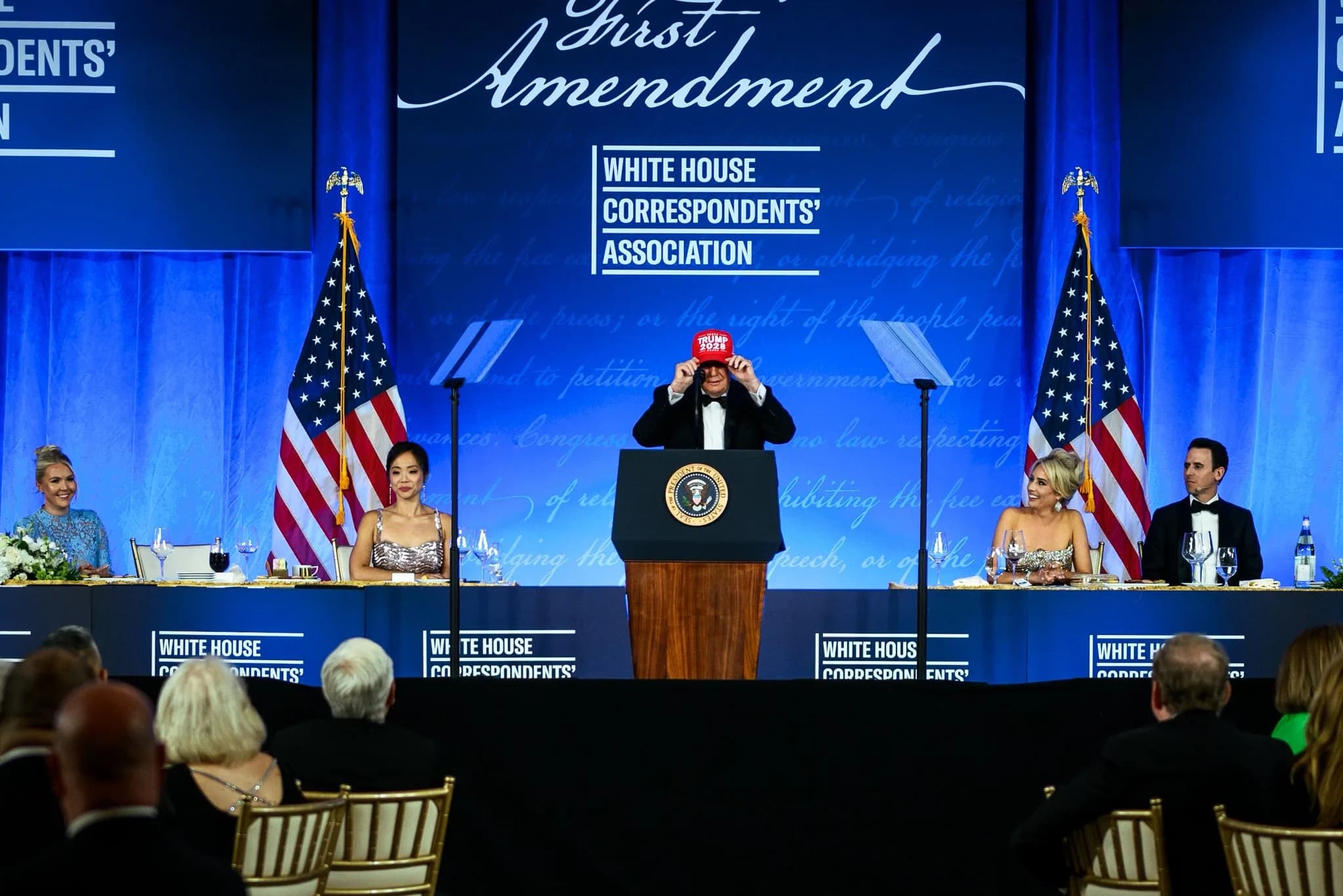 Trump attends rescheduled White House Correspondents’ Dinner, says ‘The show must go on’