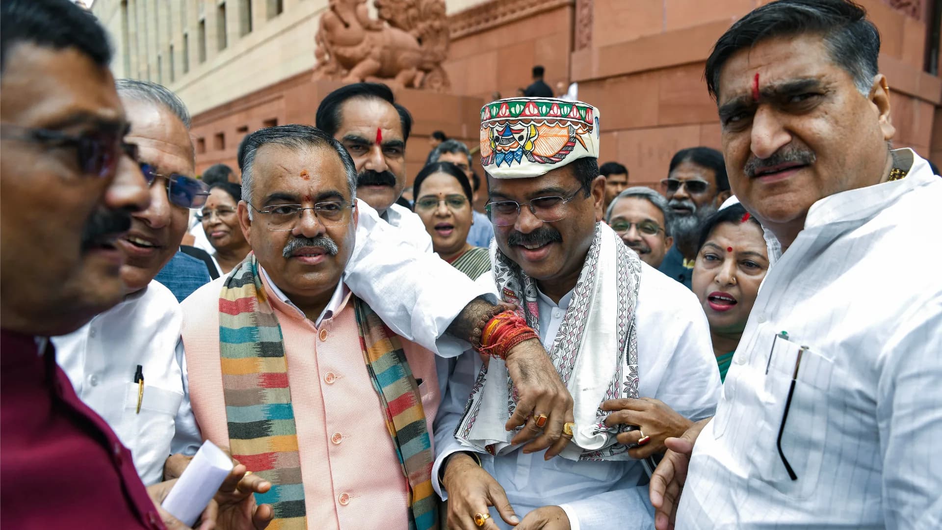 ‘Garlanding him as if he won war with Pakistan’: Congress tears into NDA over Dharmendra Pradhan’s Parliament felicitation